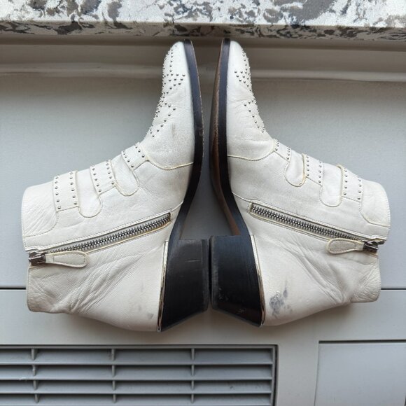 Chloe Suzanna White Studded Ankle Western Booties 35 - Picture 10 of 16